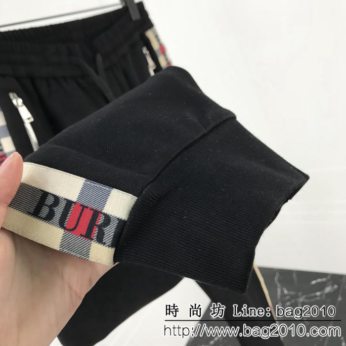BURBERRY巴寶莉 18ss秋冬新款衛褲褲 兩側定制格子織帶 定制面料 高版本情侶款 ydi2244